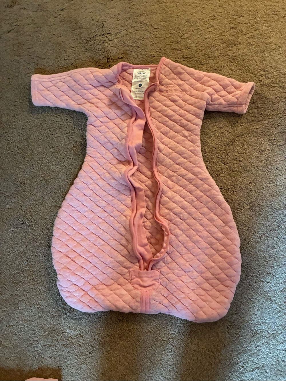 HALO Easy Transition Pink Quilted Sleep Sack 3-6months/13-20lbs